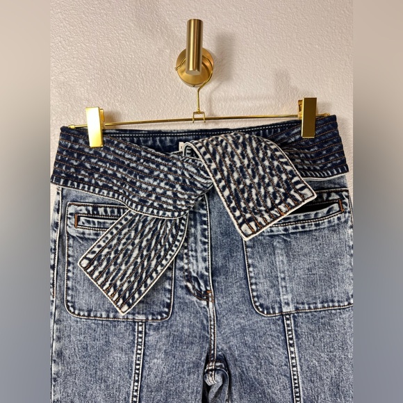 Ulla Johnson NWT Wade Tie Flare Leg Medium Wash Denim Jeans Size 4 - Picture 7 of 15